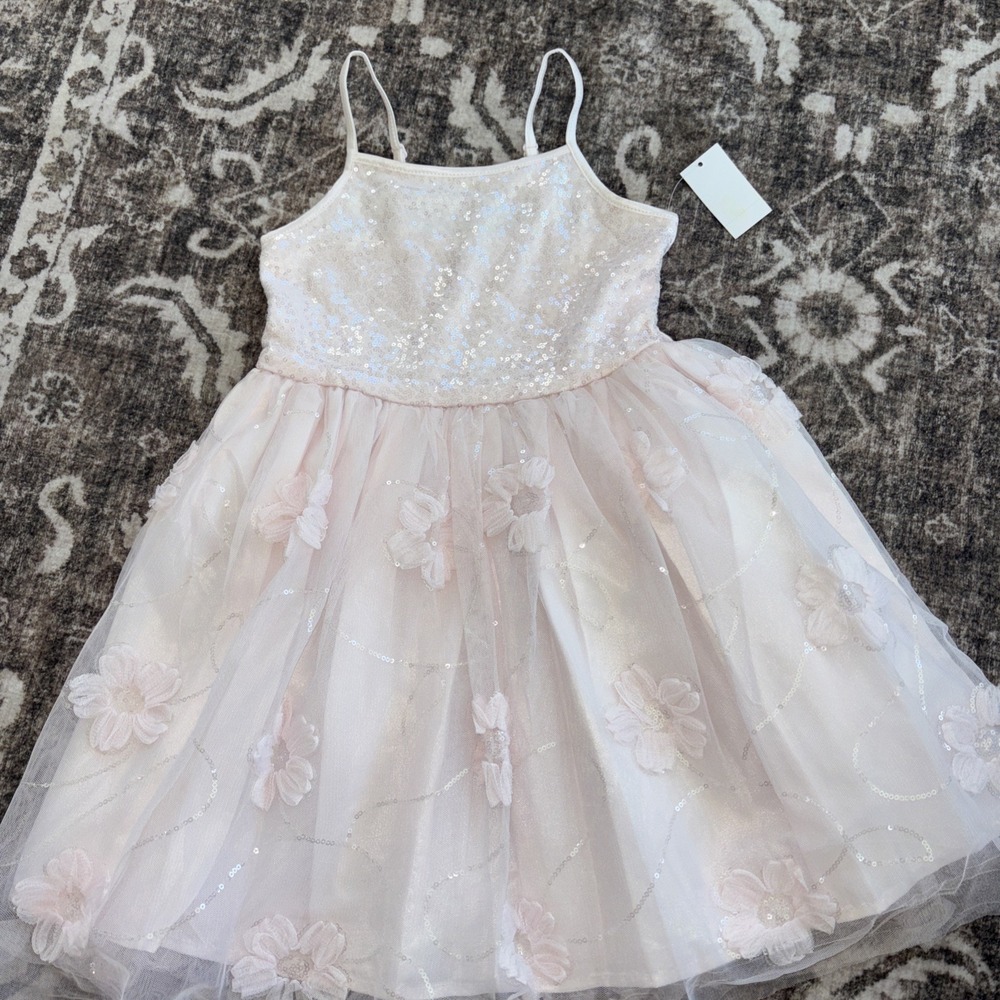 Girl's Size XS 4 5 Zenzi Tutu Floral Sequin Dress - Spring Wedding Flower Girl